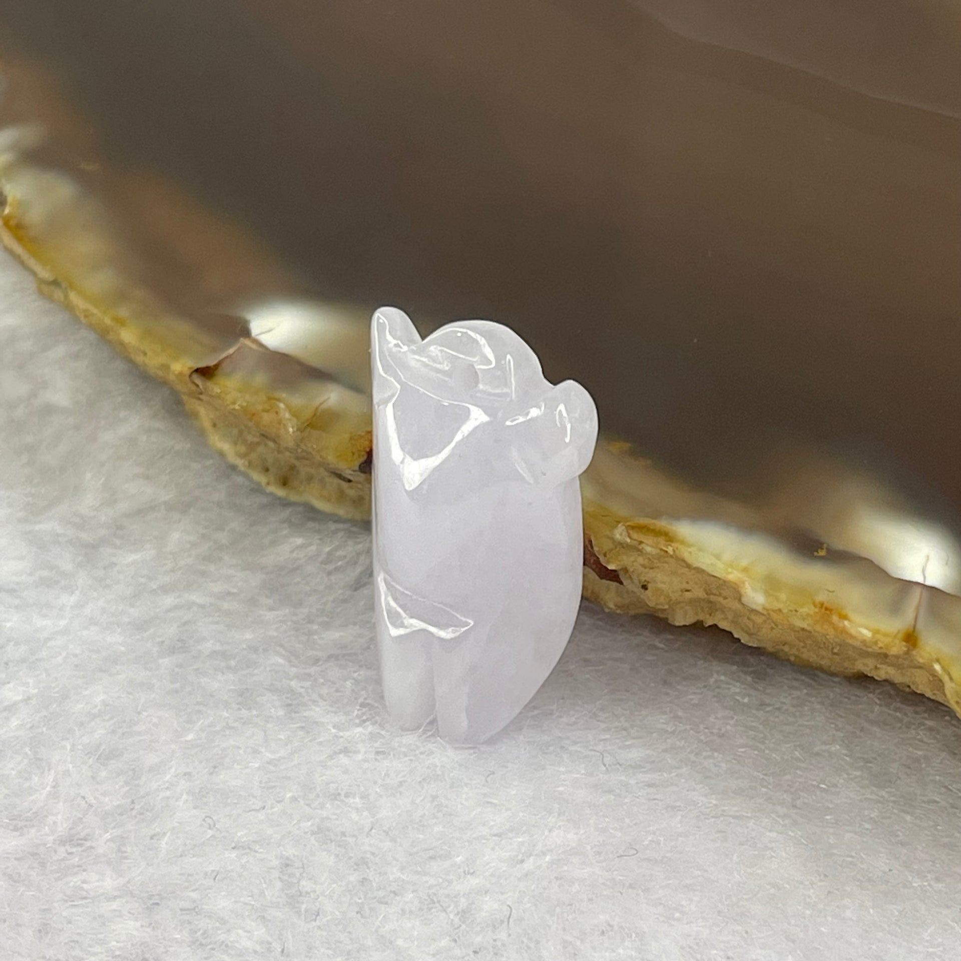 Type A Light Lavender Icy Jadeite Cicada 20.5 by 12.0 by 6.1 mm 2.30g - Huangs Jadeite and Jewelry Pte Ltd