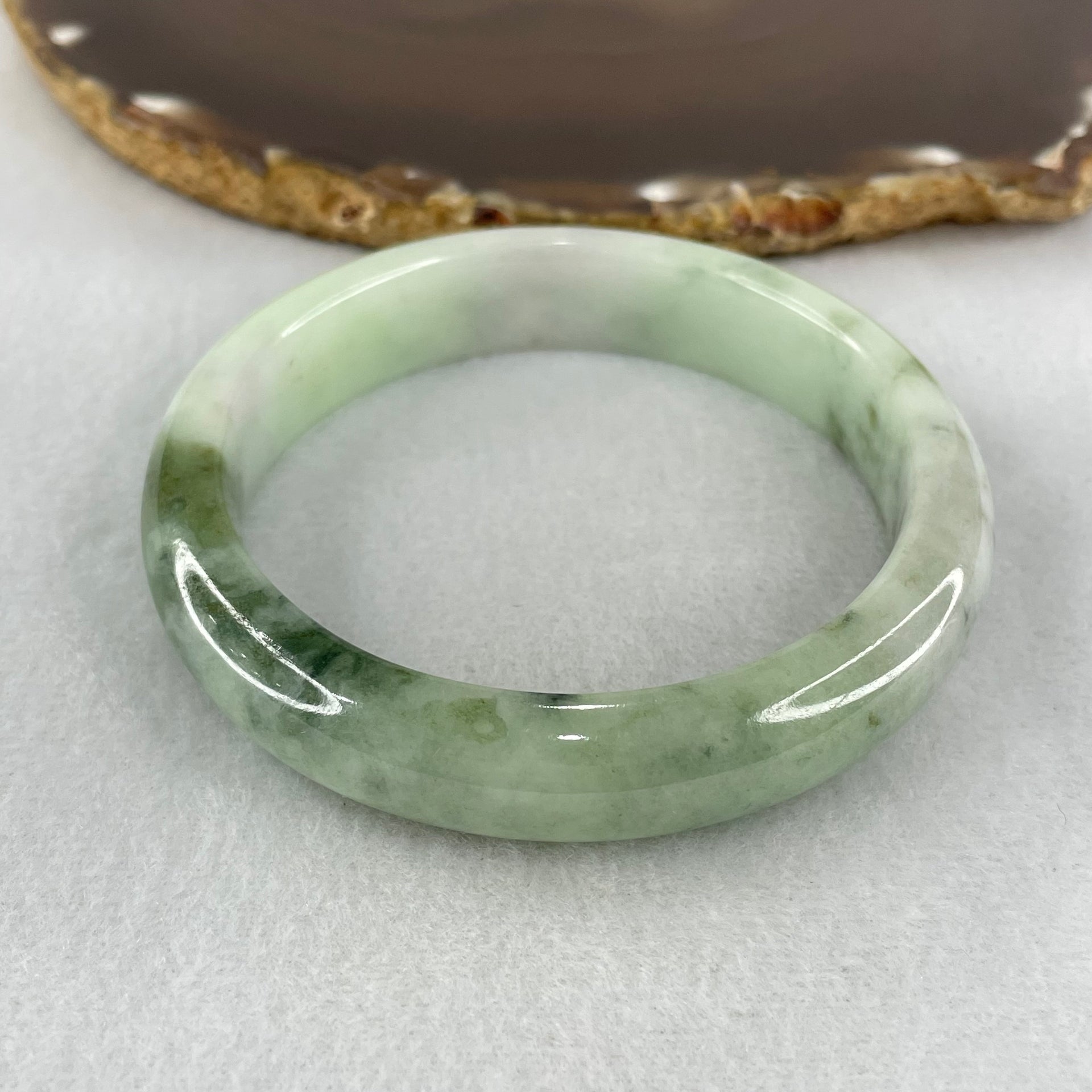 Type A Light Blueish Green with Dark Blueish Green Flora piao Hua Bangle Inner Diameter 58.6mm 61.02g 13.0 by 58.6mm (Close to Perfect) - Huangs Jadeite and Jewelry Pte Ltd