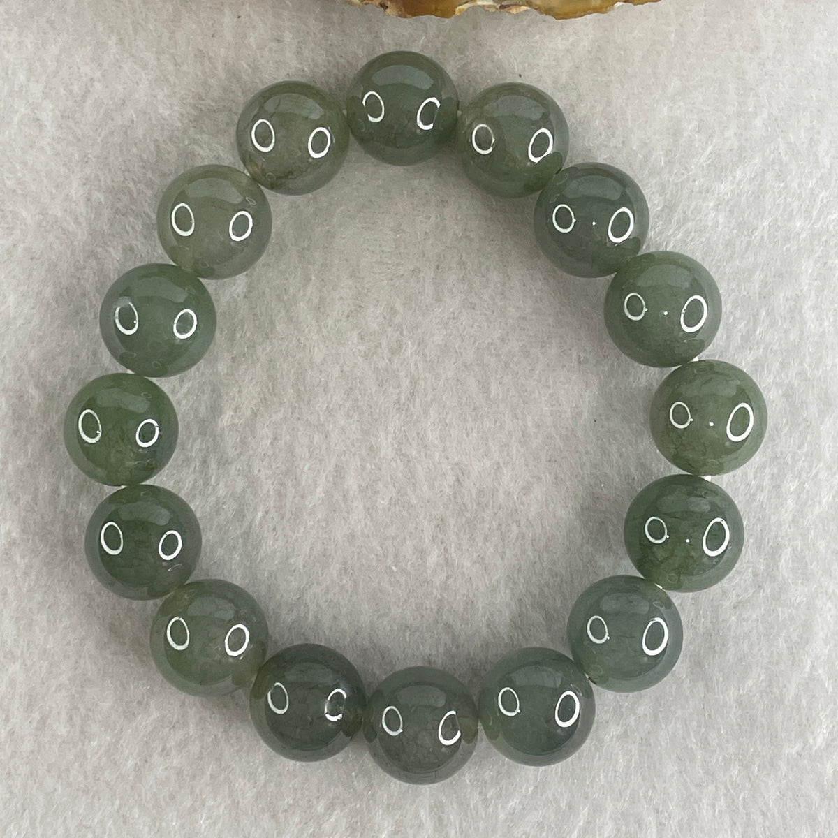 Certified Natural Type A Yellowish Green Jadeite Beads Bracelet | 16cm (54.20g | 16 Beads 12.8mm | Solar Plexus & Heart Chakra Harmony, Abundance & Prosperity Shield) - Huangs Jadeite and Jewelry Pte Ltd