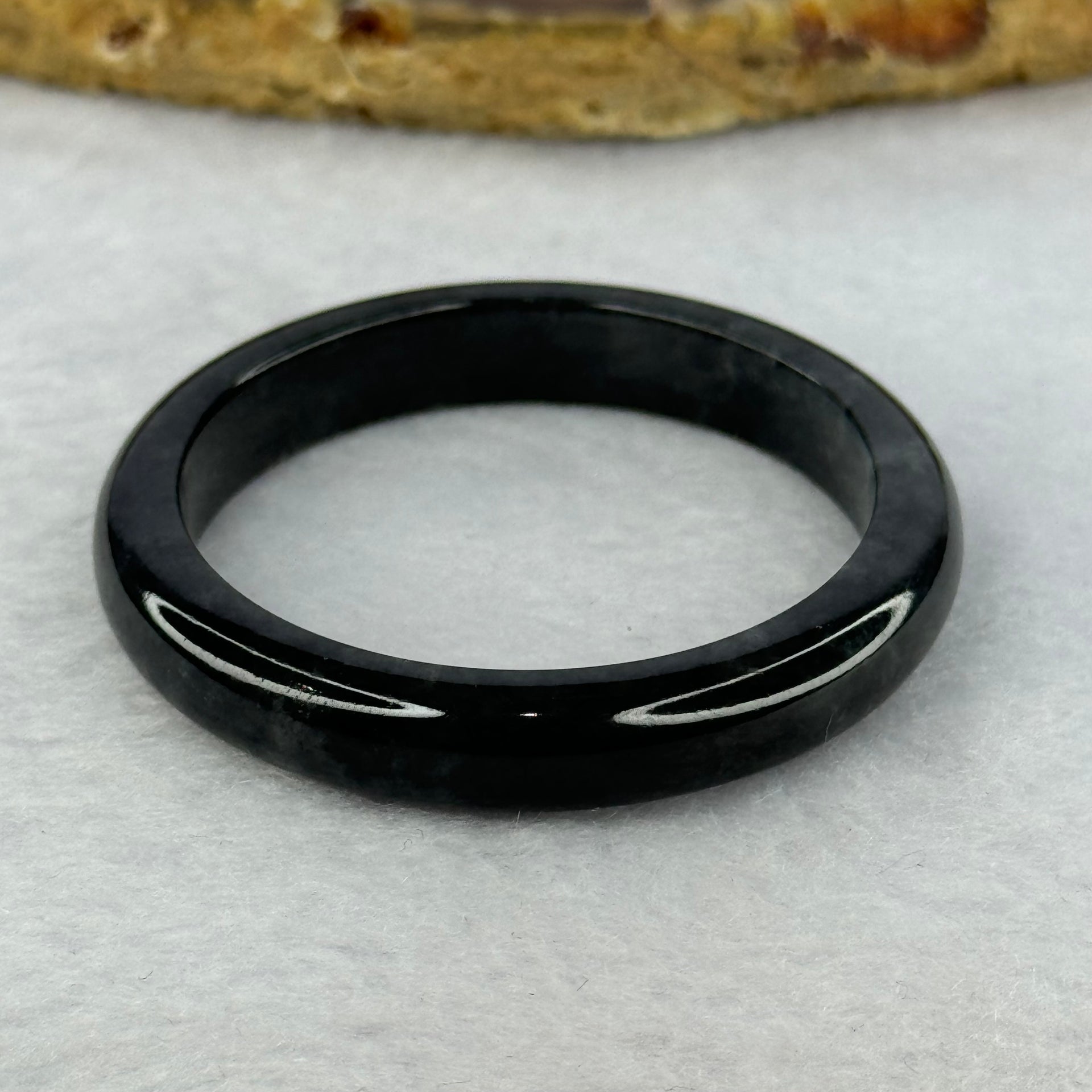 Type A Highly Translucent Black Grey Wuji Jadeite Baby Bangle 13.17g Internal Diameter 36.4mm 7.3 by 5.2mm - Huangs Jadeite and Jewelry Pte Ltd