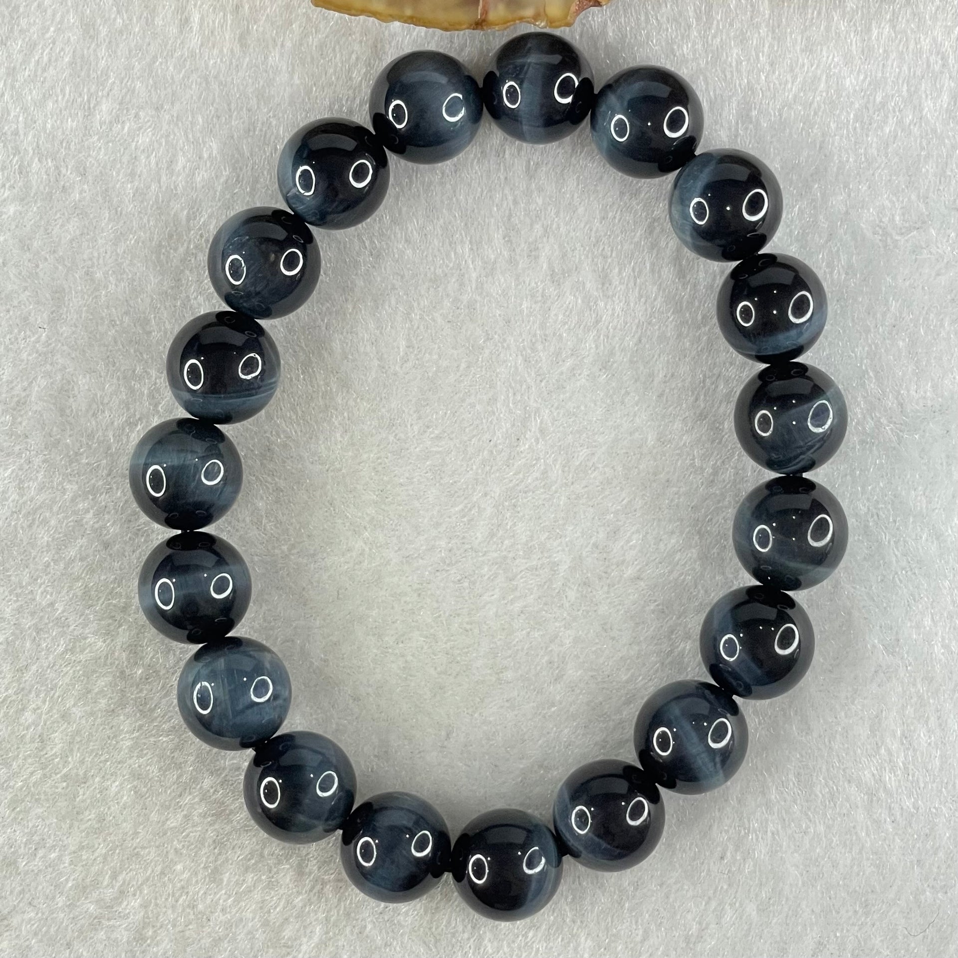 Natural Blue Tiger Eye Quartz Beads Bracelet 29.96g 16.5cm 10.6mm 19 Beads - Huangs Jadeite and Jewelry Pte Ltd