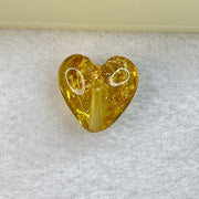 Yellow Glass Heart with Glitters Charm for Bracelet 2.69g 15.8 by 15.8 by 10.0mm - Huangs Jadeite and Jewelry Pte Ltd