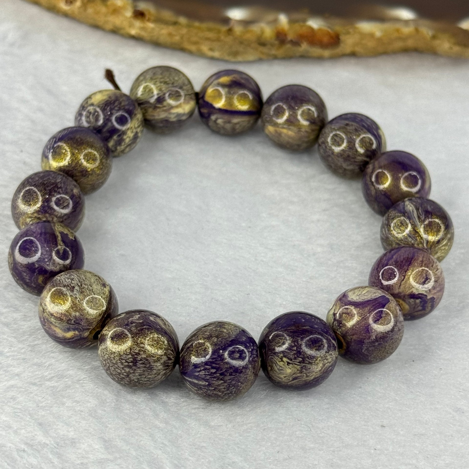 Painted Wood Bracelet 19.29g 12.3 mm 16 Beads - Huangs Jadeite and Jewelry Pte Ltd