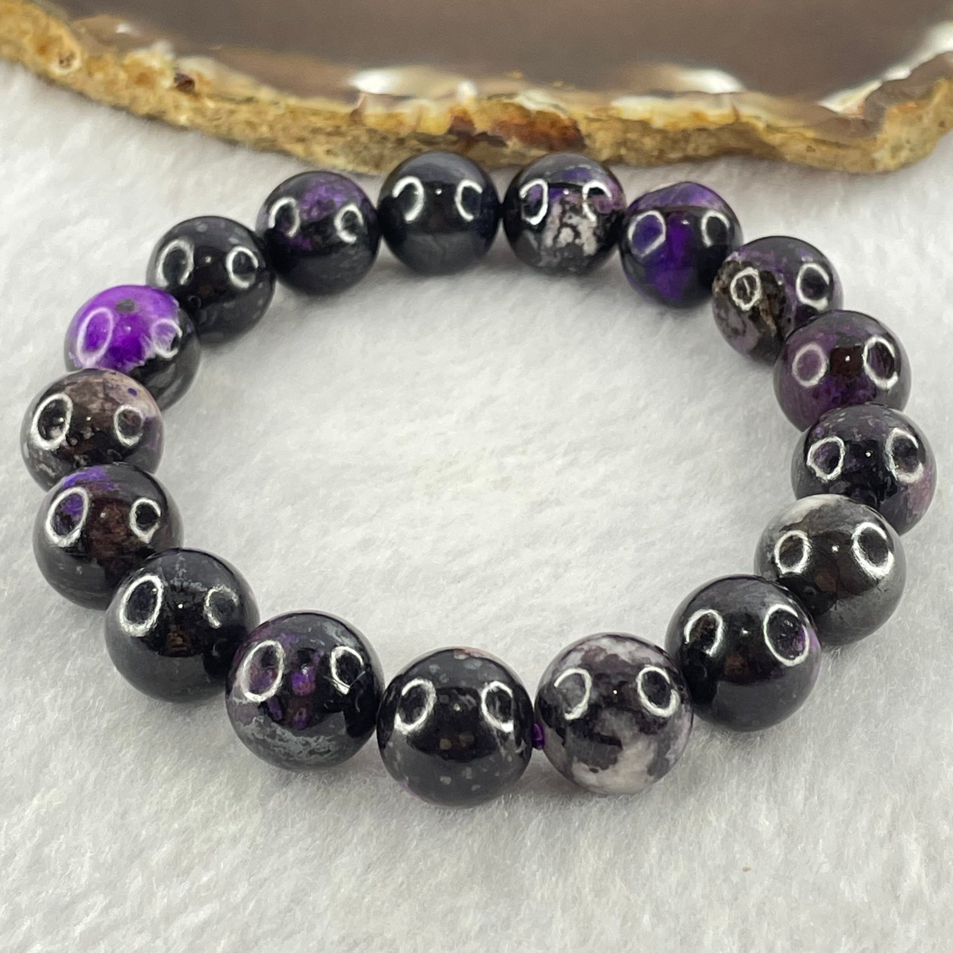 Very Good Grade Natural Sugilite Bracelet 天然苏纪石手链 46.25g 17cm 11.8mm 17 Beads - Huangs Jadeite and Jewelry Pte Ltd