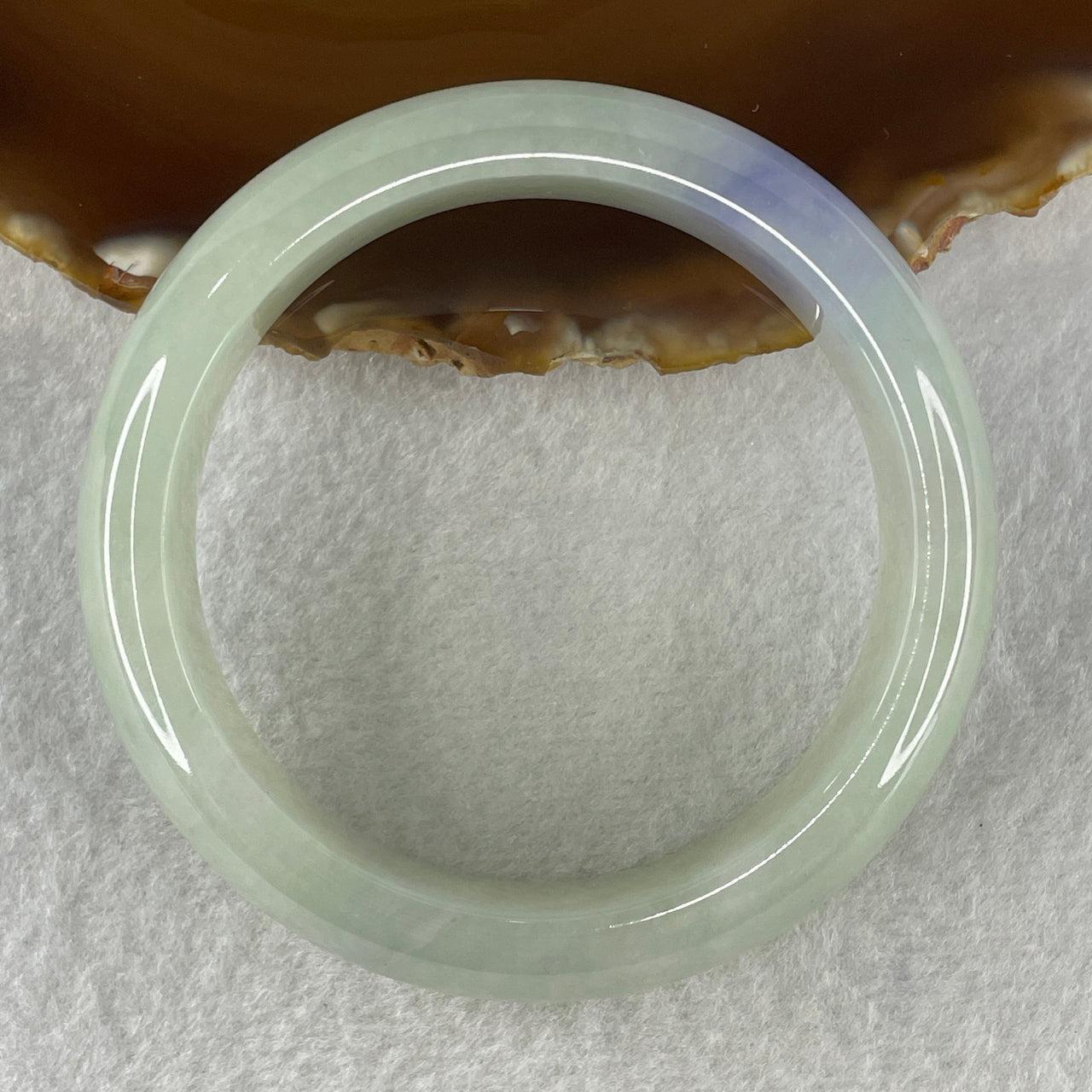 Certified Natural Type A Jelly Light Yellowish Green with Intense Lavender Spot Jadeite Bangle 80.98g Internal Diameter 58.4mm 16.8 by 9.2mm (Very Very Slight Internal Line)