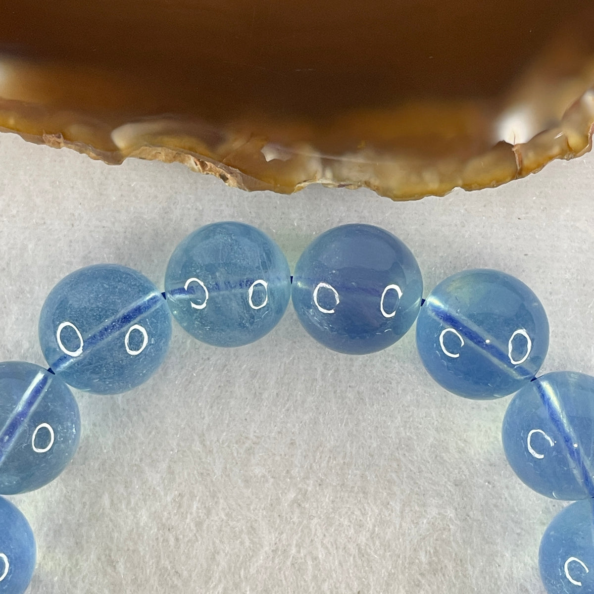 Certified Good Grade Natural Aquamarine Beads Bracelet | 17cm with 15 Beads 14.6mm (60.21g | Ocean Blue Translucency | Throat & Third Eye Chakra Harmony, Tranquil Communication & Serene Wealth Shield)