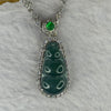 Type A Blueish Green Jadeite Peapod with Crystals in S925 Sliver Necklace for Fertility and Growth 4.60g 19.6 by 9.7 by 3.5mm - Huangs Jadeite and Jewelry Pte Ltd