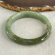 Type A Green with Dark Green Piao Hua Jadeite 9 Tail Fox Bangle Internal Diameter 55.6mm 41.22g 12.5 by 8.4mm (Internal Lines) - Huangs Jadeite and Jewelry Pte Ltd