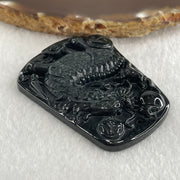 Type A Opaque to Partial Translucent Black Omphacite Jadeite Kirin Qilin Pendant 30.64g 55.7 by 43.5 by 8.5mm - Huangs Jadeite and Jewelry Pte Ltd