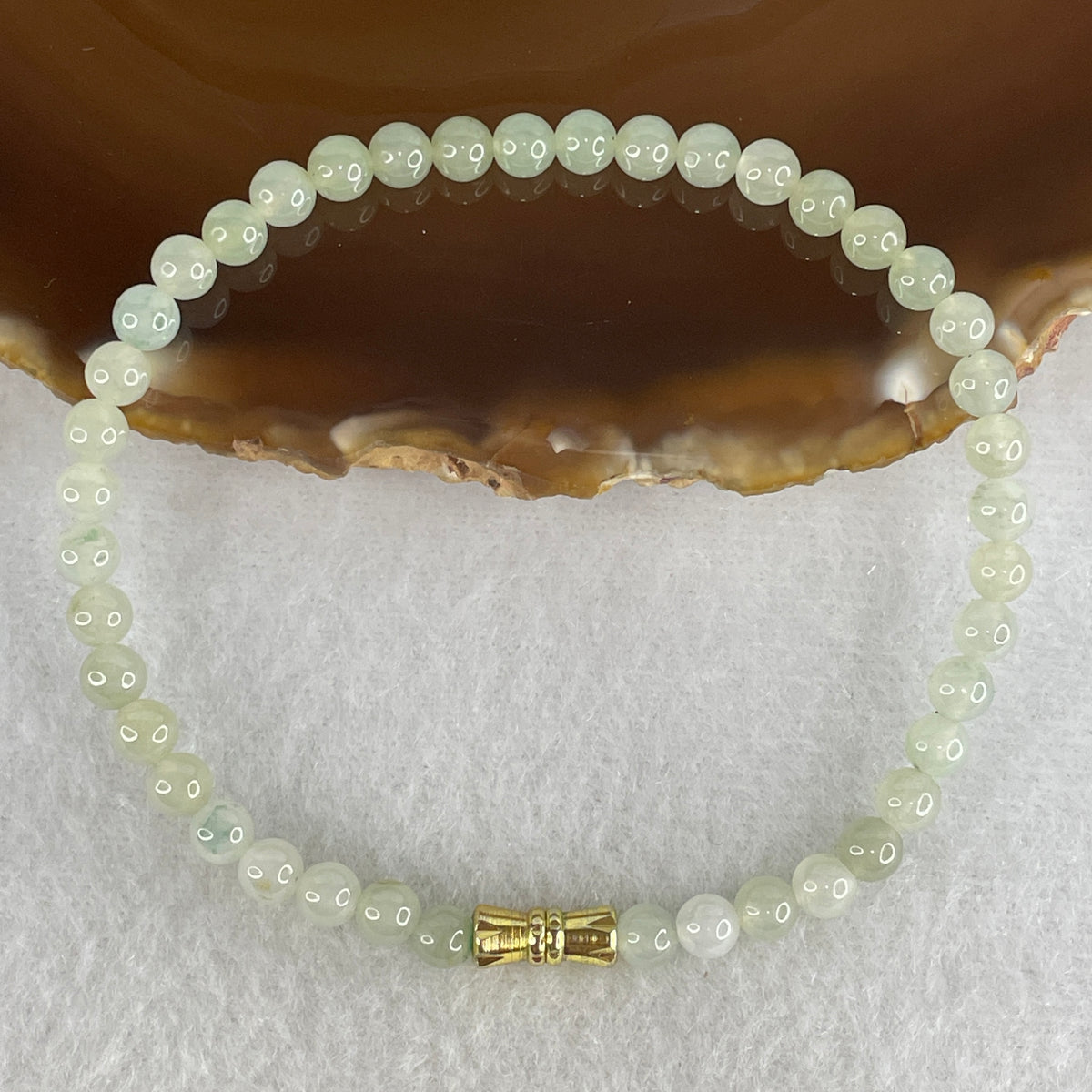 Natural Type A Semi-Icy Imperial Green Jadeite Beads Bracelet | (8.85g | 18cm | 4.9mm | 42 Beads | Heart Chakra Radiance, Steady Wealth "Zheng Cai" Anchor & Feng Shui Prosperity Talisman)