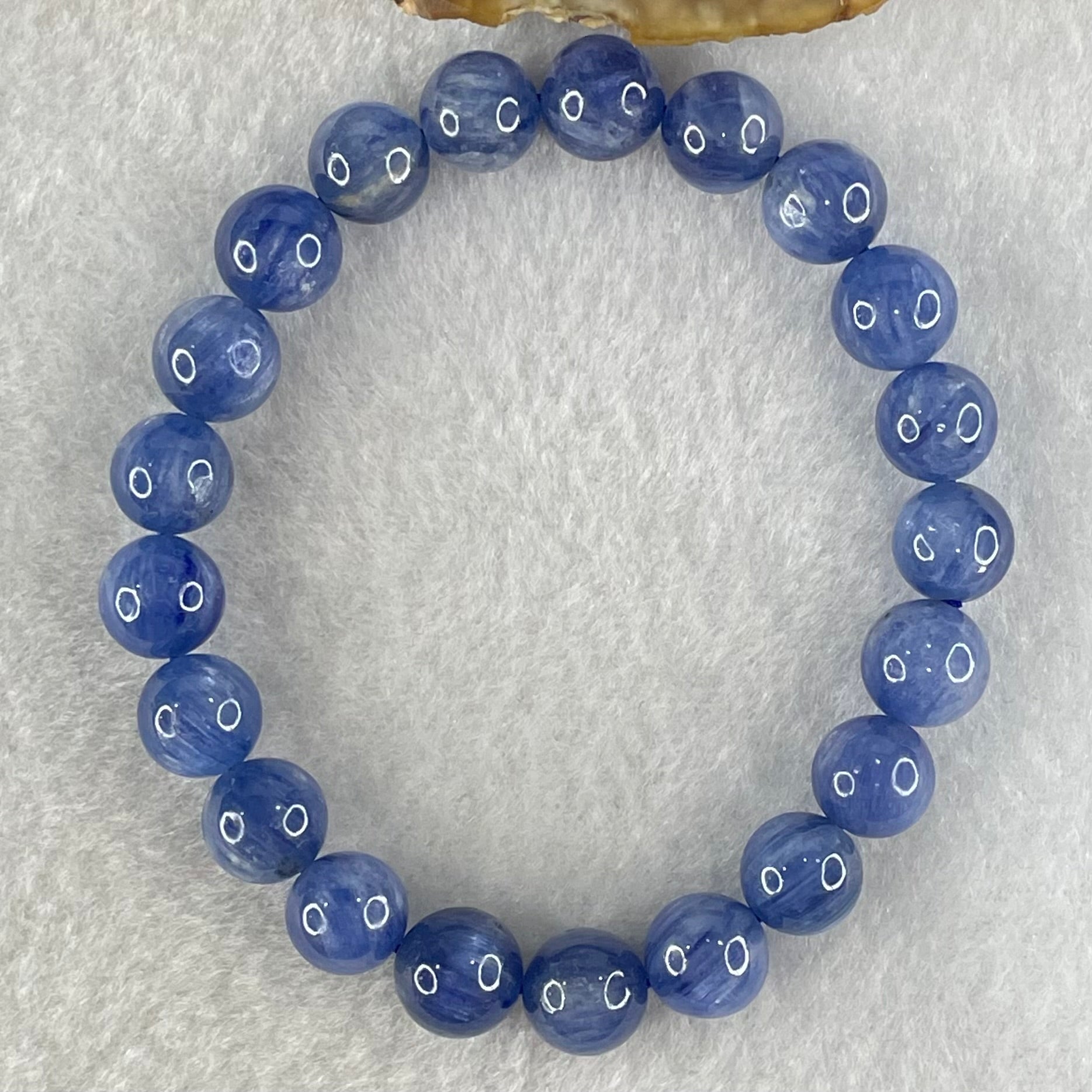 Natural Blue Kyanite Beads Bracelet 28.18g 15.5cm 9.4mm 21 Beads - Huangs Jadeite and Jewelry Pte Ltd