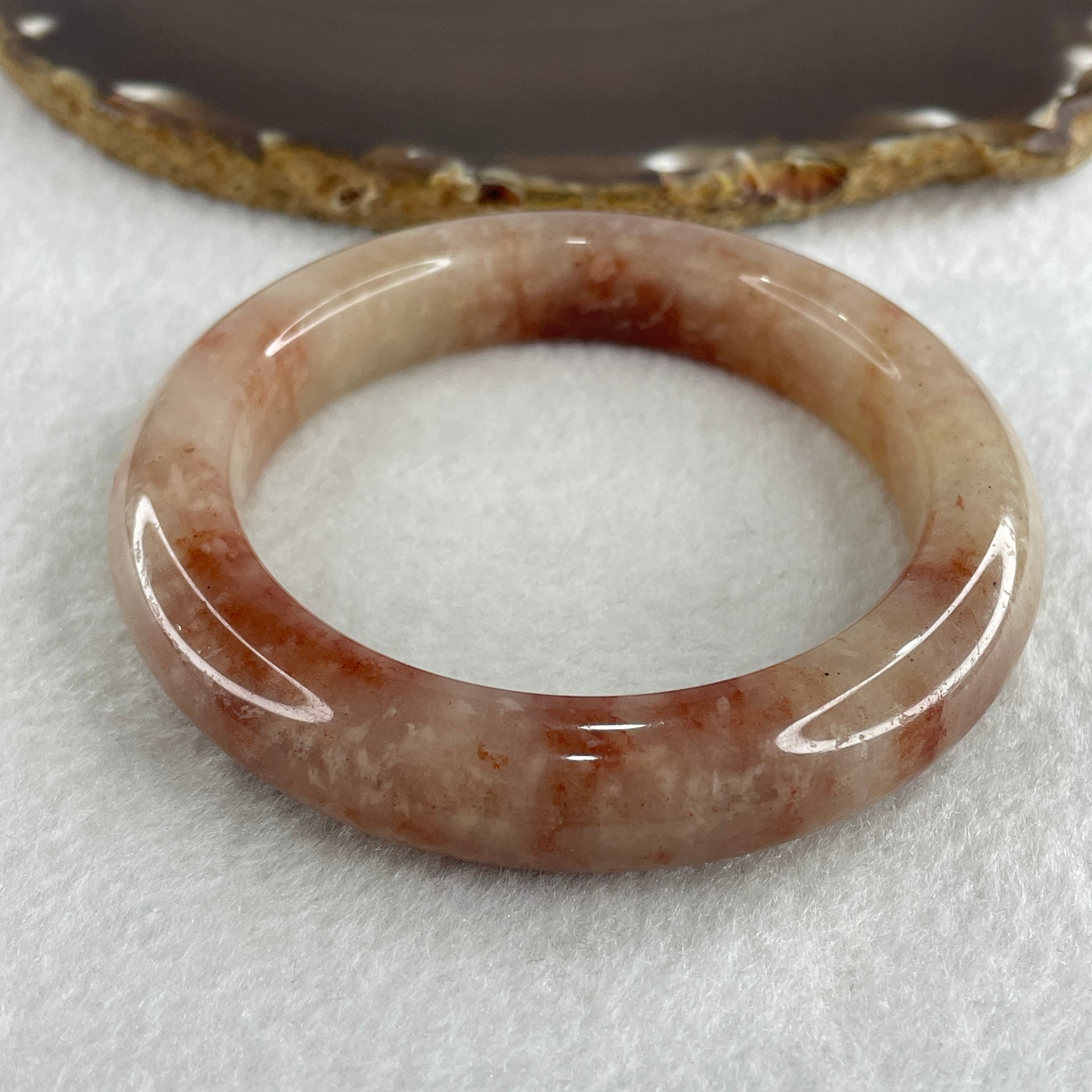 Natural Pinky Ferruginous Quartz Bangle 66.27g Inner Diameter 58.3mm 13.0 by 11.0mm (Slight External Rough) - Huangs Jadeite and Jewelry Pte Ltd