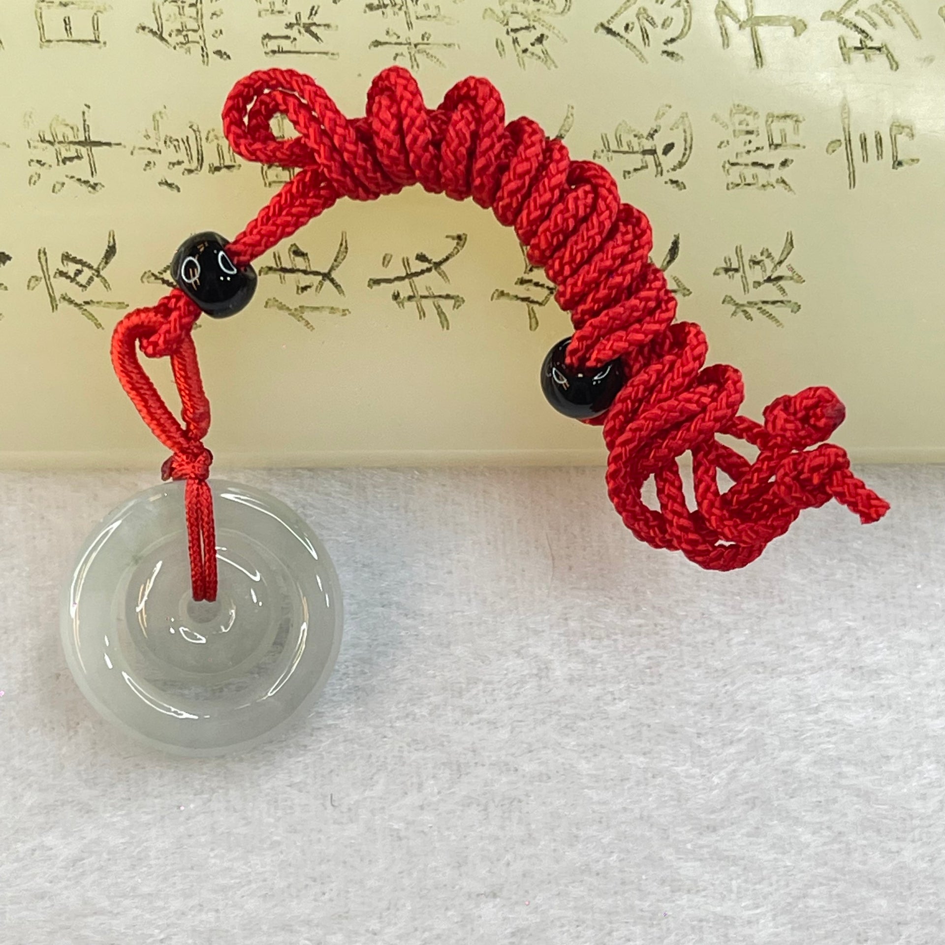 Type A Semi Icy Light Sky Blue Jadeite Double Ping An Kou Donut Necklace 5.43g 21.1 by 4.7mm / 11.7 by 4.2mm - Huangs Jadeite and Jewelry Pte Ltd