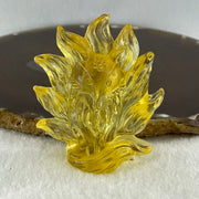 Liuli Yellow 9 Tail Fox Display 75.56g 54.0 by 26.3 by 64.0mm - Huangs Jadeite and Jewelry Pte Ltd