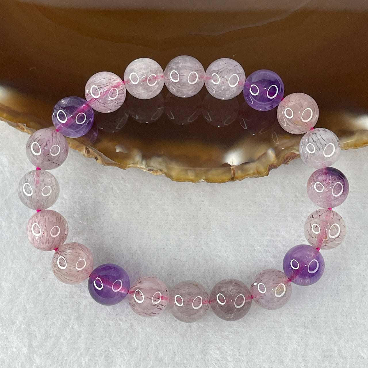 Certified Above-Average Grade Natural Super 7 Crystal Beads Bracelet | Bold High-Clarity Statement Strand | Authentic Sacred Seven Multi-Mineral Inclusions Quartz Spiritual Catalyst & Auric Shield Bracelet (22.32g | 15cm Length | 9.4mm | 20 Beads)