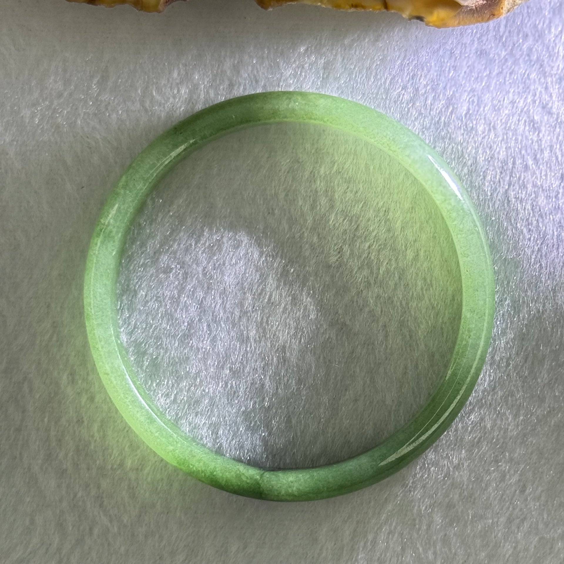 Baby or Kids Type A Green Jadeite Bangle Internal Diameter 44.6mm 11.71g 6.9 by 4.5mm (Very Slight Internal Lines) - Huangs Jadeite and Jewelry Pte Ltd