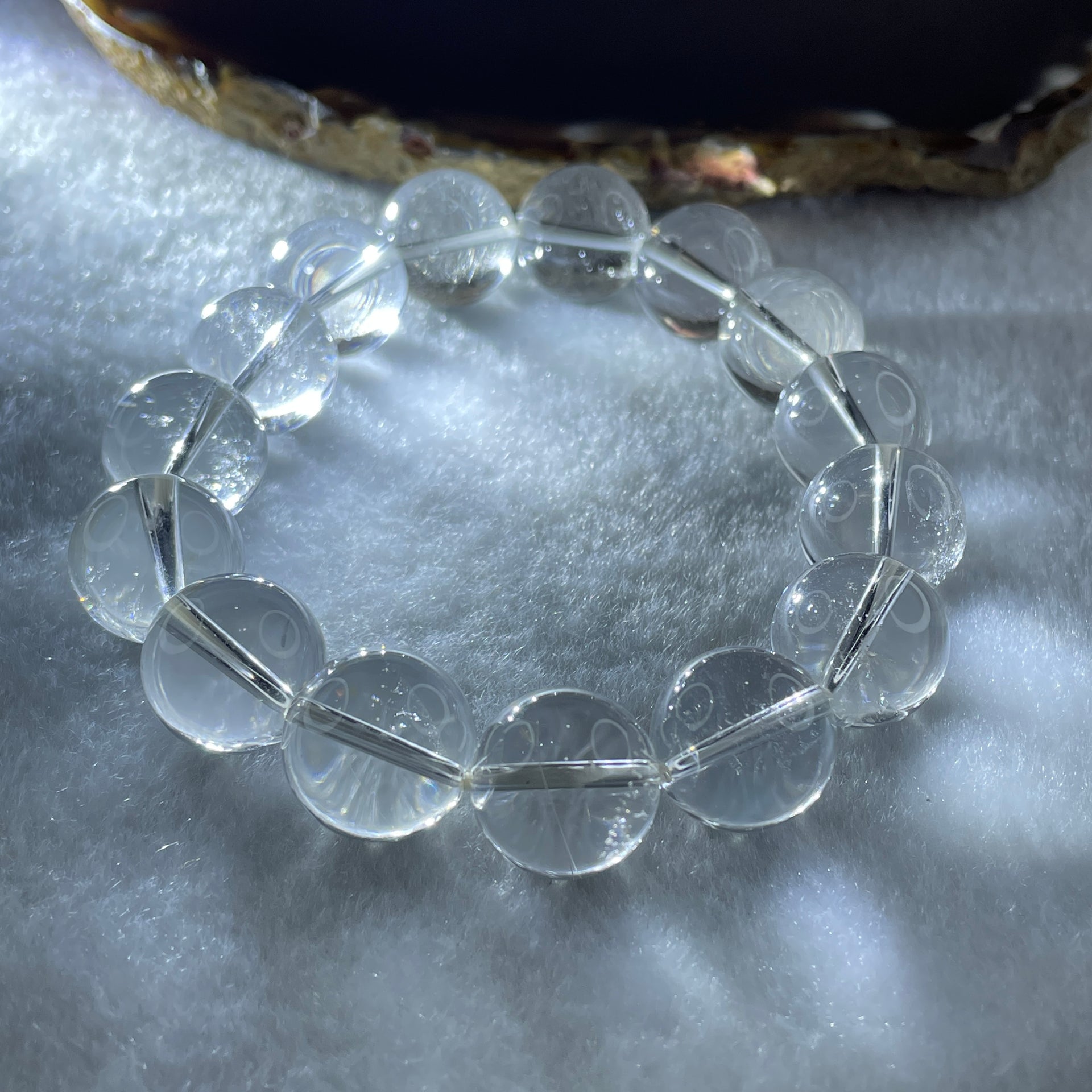 Natural Clear Quartz Beads Bracelet 60.29g 16.5cm 14.5mm 15 Beads - Huangs Jadeite and Jewelry Pte Ltd