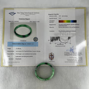 Type A Natural Old Mine Spicy Green with Dark Green Piao Hua Flora Jadeite Oval Bangle 26.28g 131.60cts Inner Diameter 52.55mm 46.90 by 5.40mm with NGI Cert 63804952 (Very Very Slight Internal Lines) - Huangs Jadeite and Jewelry Pte Ltd