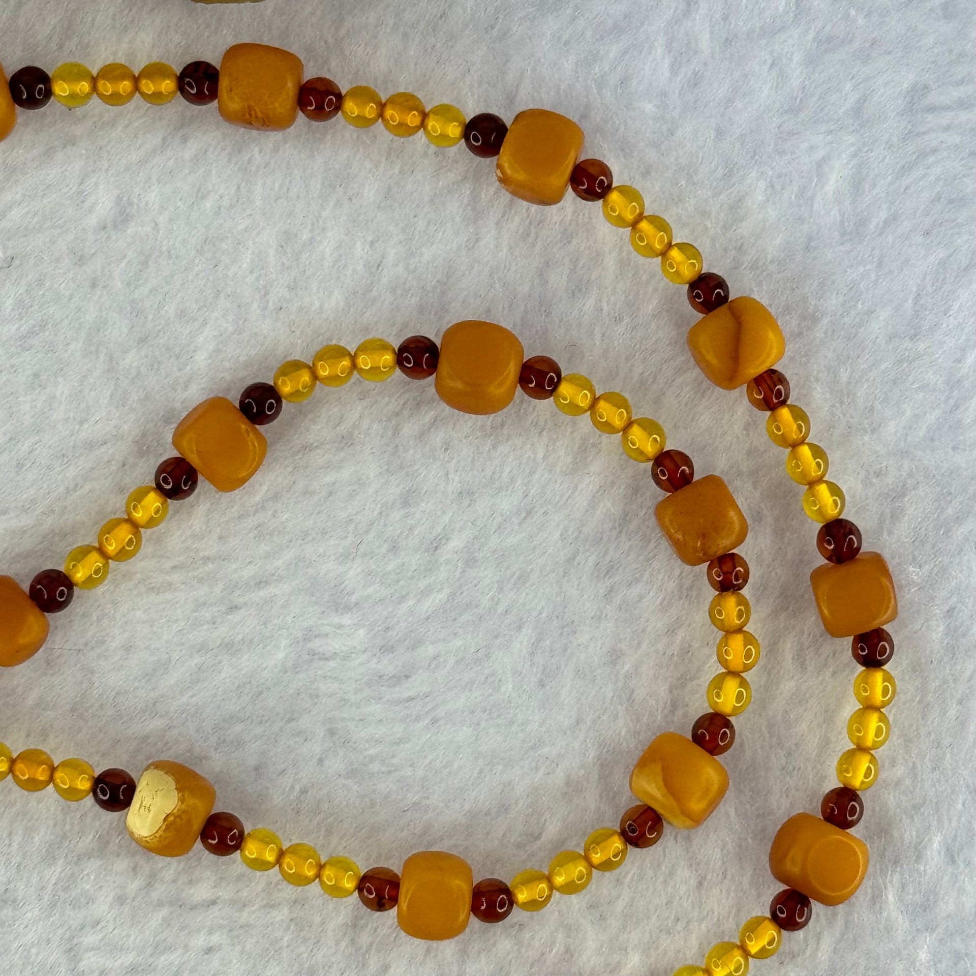 Natural Mixed Color (Golden, Red, Butterscotch) Amber Beads Necklaces 6.48g 46cm 6.4 by 6.3mm 20 Beads - Huangs Jadeite and Jewelry Pte Ltd