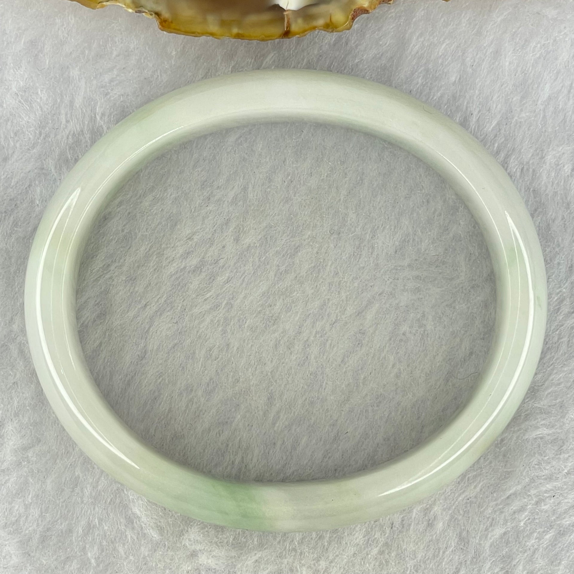 Type A Faint Lavender Green Jadeite Bangle Internal Diameter 55.6mm 36.96g 12.4 by 6.4mm (Internal Lines) - Huangs Jadeite and Jewelry Pte Ltd