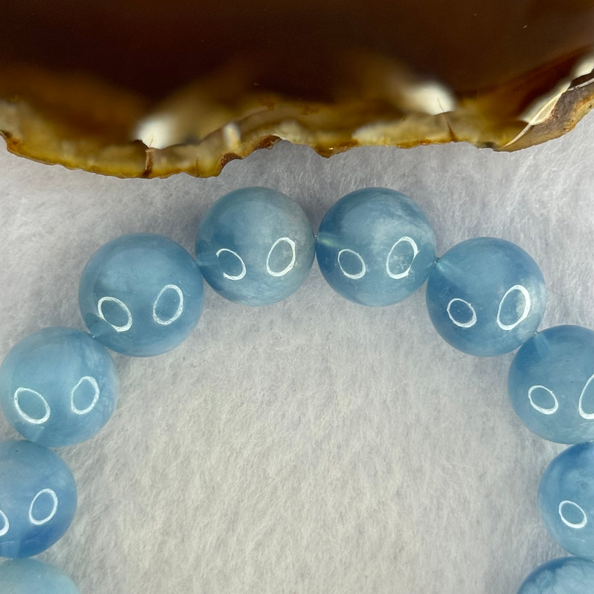 Natural Aquamarine Beads Bracelet 61.09g 18.5cm 14.8mm 15 Beads - Huangs Jadeite and Jewelry Pte Ltd