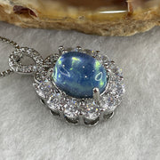 Natural Blue Aquamarine Cabochon Pendant on S925 Sliver 5.11g 9.8 by 6.7 by 3.8mm - Huangs Jadeite and Jewelry Pte Ltd