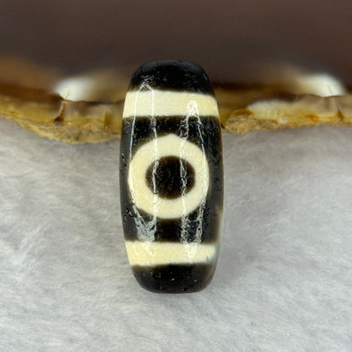 Natural Powerful Tibetan Old Oily Agate 2 Eyes Dzi Bead Heavenly Master (Tian Zhu) 二眼天诛 7.96g 28.8 by 13.2mm - Huangs Jadeite and Jewelry Pte Ltd