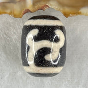 Natural Powerful Tibetan Old Oily Black White Agate Green Tara Dzi Bead Heavenly Master (Tian Zhu) 绿度母天珠 4.99g 17.9 by 13.4mm - Huangs Jadeite and Jewelry Pte Ltd