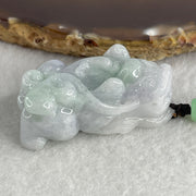 Natural Type A Light Lavender with Green Piao Hua Jadeite Pixiu Pendant 37.40g 42.3 by 25.0 by 16.0mm - Huangs Jadeite and Jewelry Pte Ltd