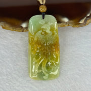 Type A Yellow and Light Green Jadeite Phoenix Pendent 20.73g 50.8 by 24.6 by 7.7mm - Huangs Jadeite and Jewelry Pte Ltd