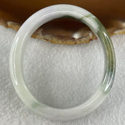 Type A Faint Lavender with Moss Green Patches Jadeite Oval Bangle 43.11g Internal Diameter 53.3mm 13.5 by 6.9mm (Slight External Roughs and Internal Lines) - Huangs Jadeite and Jewelry Pte Ltd