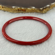 Natural Red Cinnabar Bangle with Inscription 15.30g Internal Diameter 60.7mm 5.3 by 5.5mm - Huangs Jadeite and Jewelry Pte Ltd