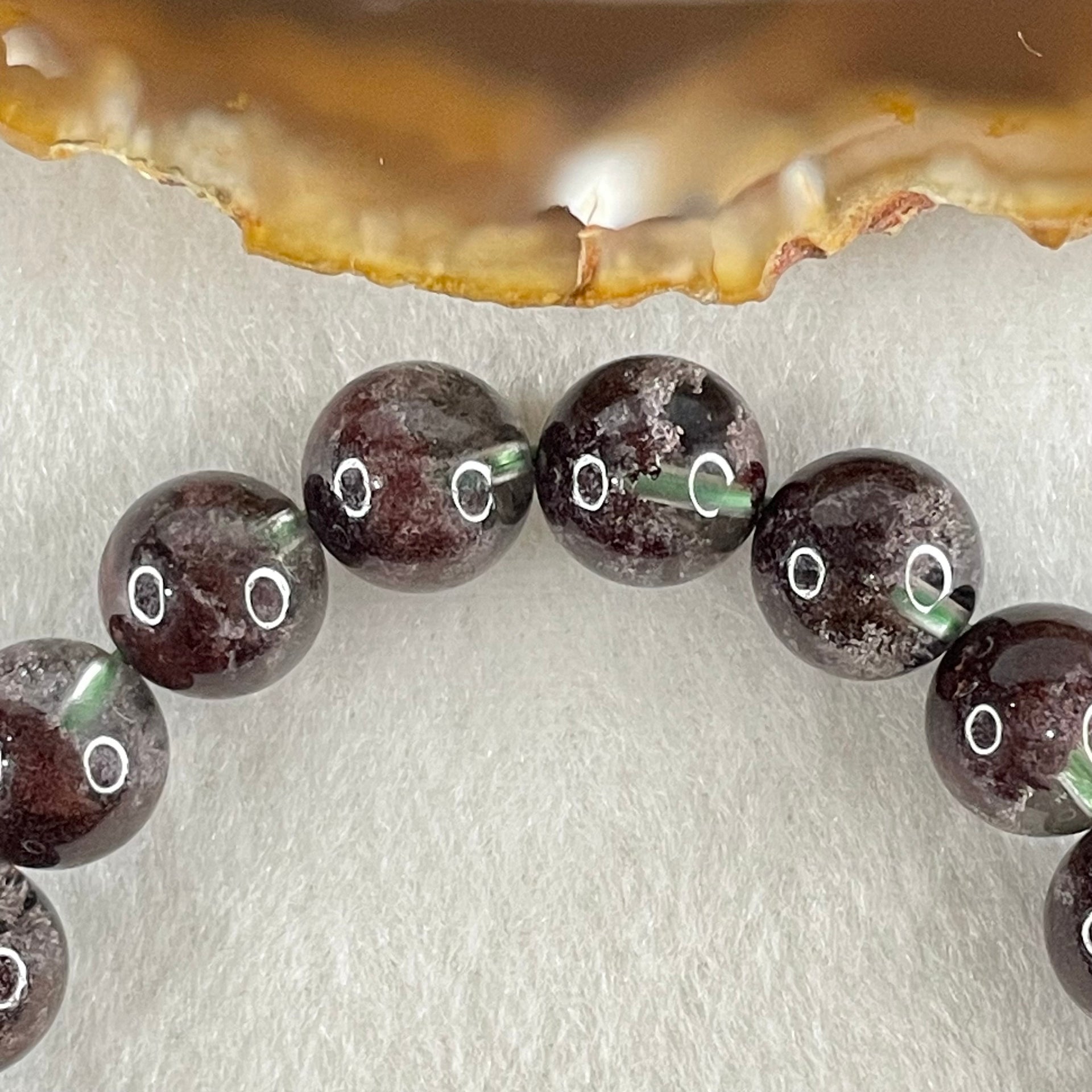 Good Grade Natural Red Phantom Quartz Beads Bracelet 31.20g 16.5cm 10.7mm 19 Beads - Huangs Jadeite and Jewelry Pte Ltd