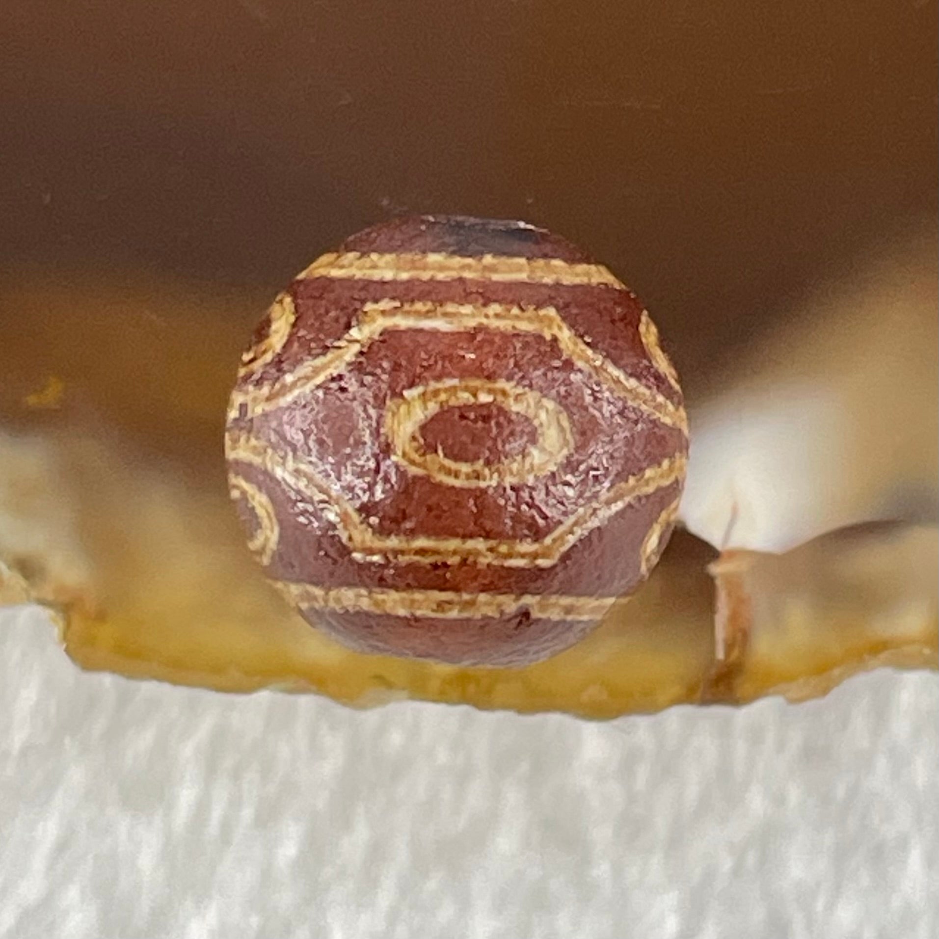 Natural Powerful Tibetan Old Oily Agate 6 Eyes Dzi Bead Heavenly Master (Tian Zhu) 六眼天诛 1.44g 10.0 by 10.4mm - Huangs Jadeite and Jewelry Pte Ltd