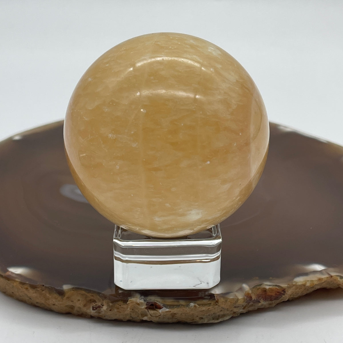 Natural Citrine Crystal Sphere Ball with Clear Acrylic Stand Display | (277.34g | 56.0mm | 69.2mm | Catalyst, "Merchant's Stone" Wealth & Abundance Magnet, 360° Energy Harmonizer & Feng Shui Financial Growth Catalyst)