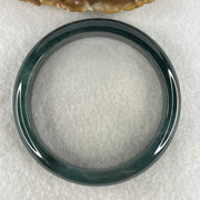 Certified Natural Type A Dark Blueish Green Jadeite Bangle | 61.1mm Inner Diameter (56.03g 12.9x7.4mm | Perfect | Emotional Wisdom, Abundance & Sovereign Energy Shield) - Huangs Jadeite and Jewelry Pte Ltd