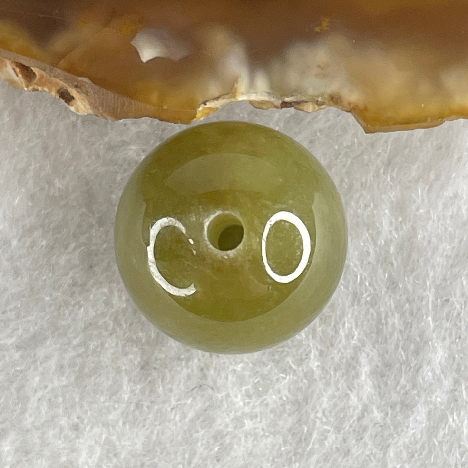 Natural Type A Yellowish Green Jadeite Bead Charm 4.49g 13.8mm - Huangs Jadeite and Jewelry Pte Ltd