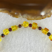 Natural Yellow Amber Square Shape with Cognac Amber Round Shape Bracelet 4.31g 18cm 6.3mm 20 Beads - Huangs Jadeite and Jewelry Pte Ltd