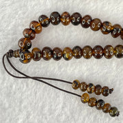 Natural Dark Brownish Yellow Flower Amber Beads Necklace 天然花珀项链 12.58g 58cm 6.6mm 109 Beads - Huangs Jadeite and Jewelry Pte Ltd