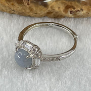 Type A Lavender Jadeite in S925 Sliver with Crystal Ring (Adjustable Size) 1.82g 6.3 by 3.5mm - Huangs Jadeite and Jewelry Pte Ltd