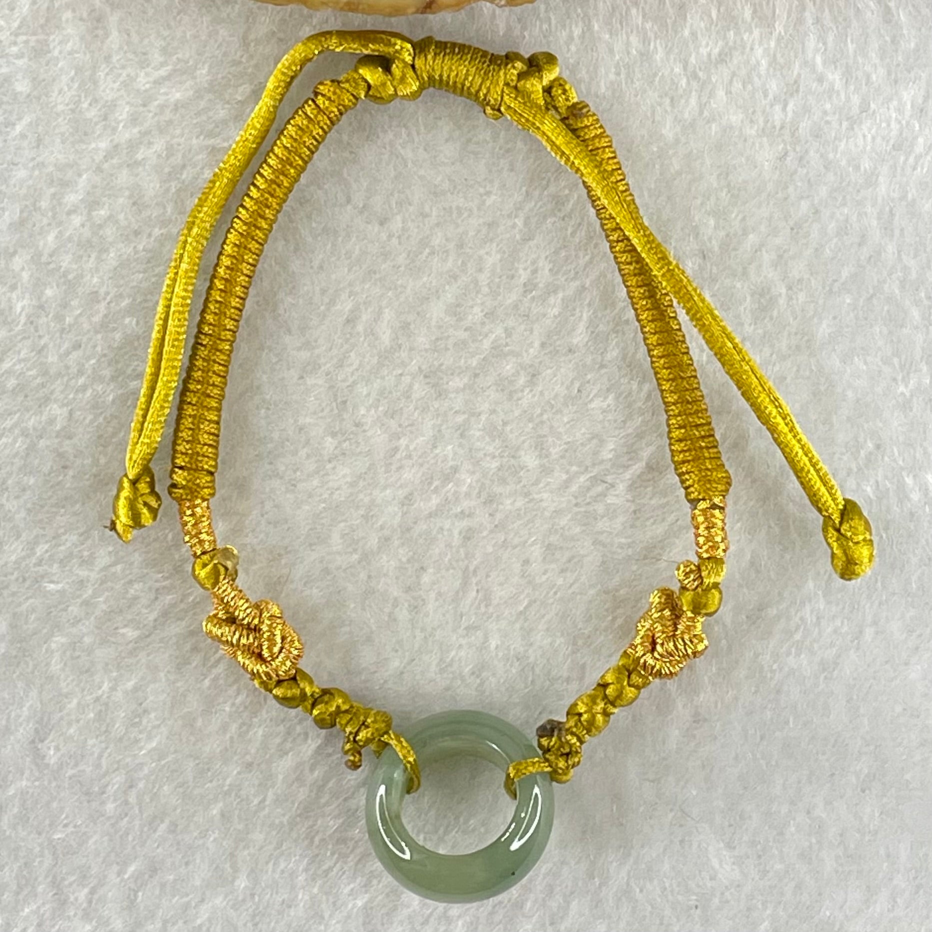 Type A Blueish Green Jadeite Ping An Kou String Bracelet 2.96g 15.1 by 6.3mm - Huangs Jadeite and Jewelry Pte Ltd