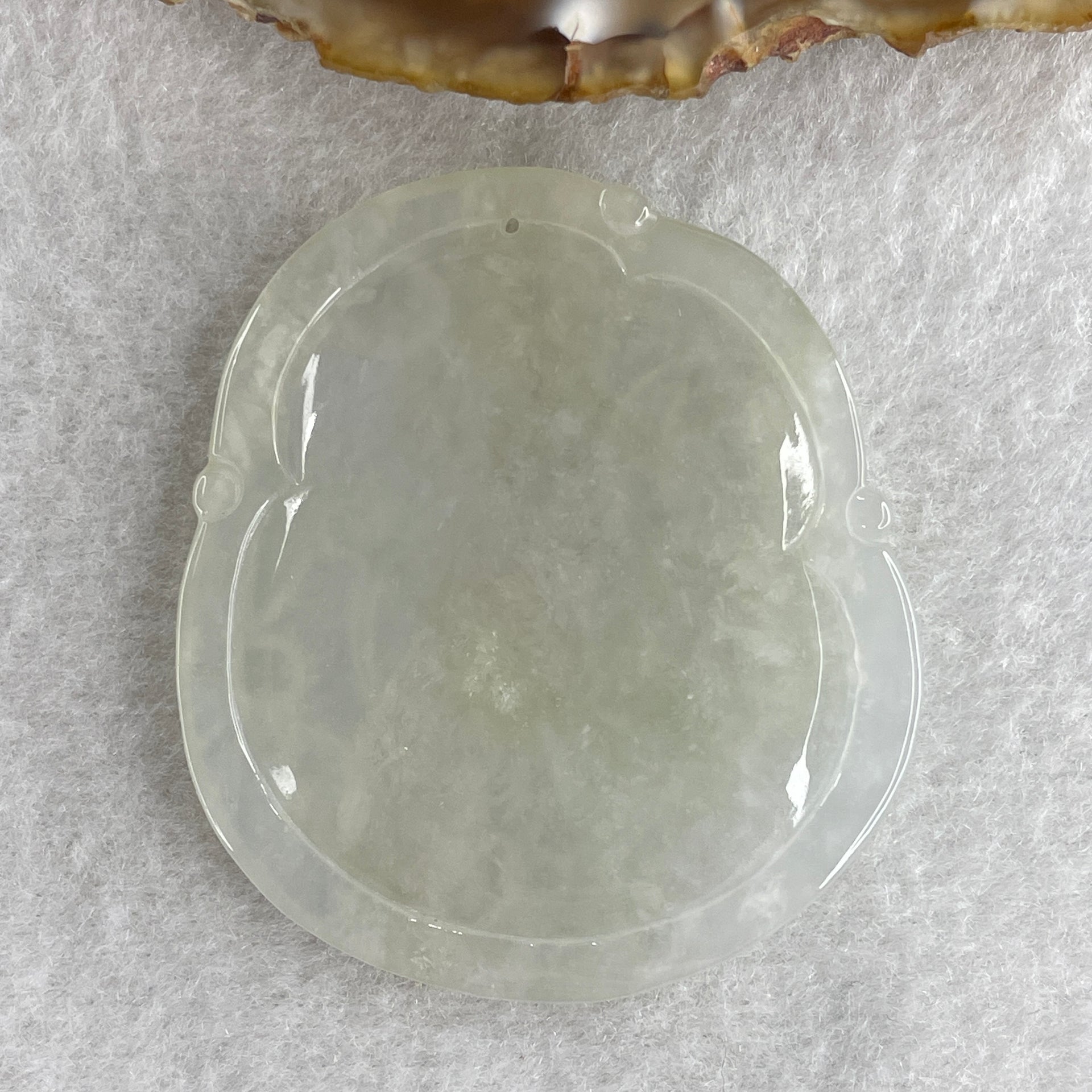 Natural Type A Semi Icy Colorless Jadeite Guan Yin with Lotus Flower Pendant 23.37g 52.8 by 46.7 by 5.2mm - Huangs Jadeite and Jewelry Pte Ltd