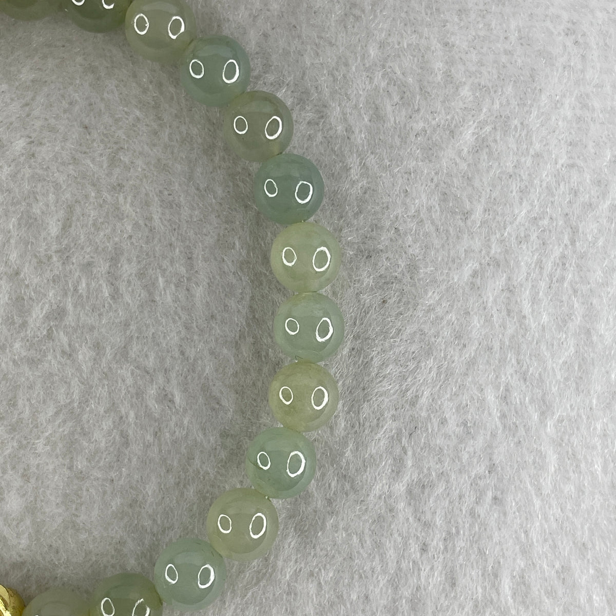 Natural Type A Semi Icy Light Green Jadeite Beads Bracelet | (16.95g | 16.5cm | 7.0mm x 27 Beads | Heart Chakra Radiance, "Ping An" Smooth Luck & Feng Shui Prosperity Catalyst) - Huangs Jadeite and Jewelry Pte Ltd