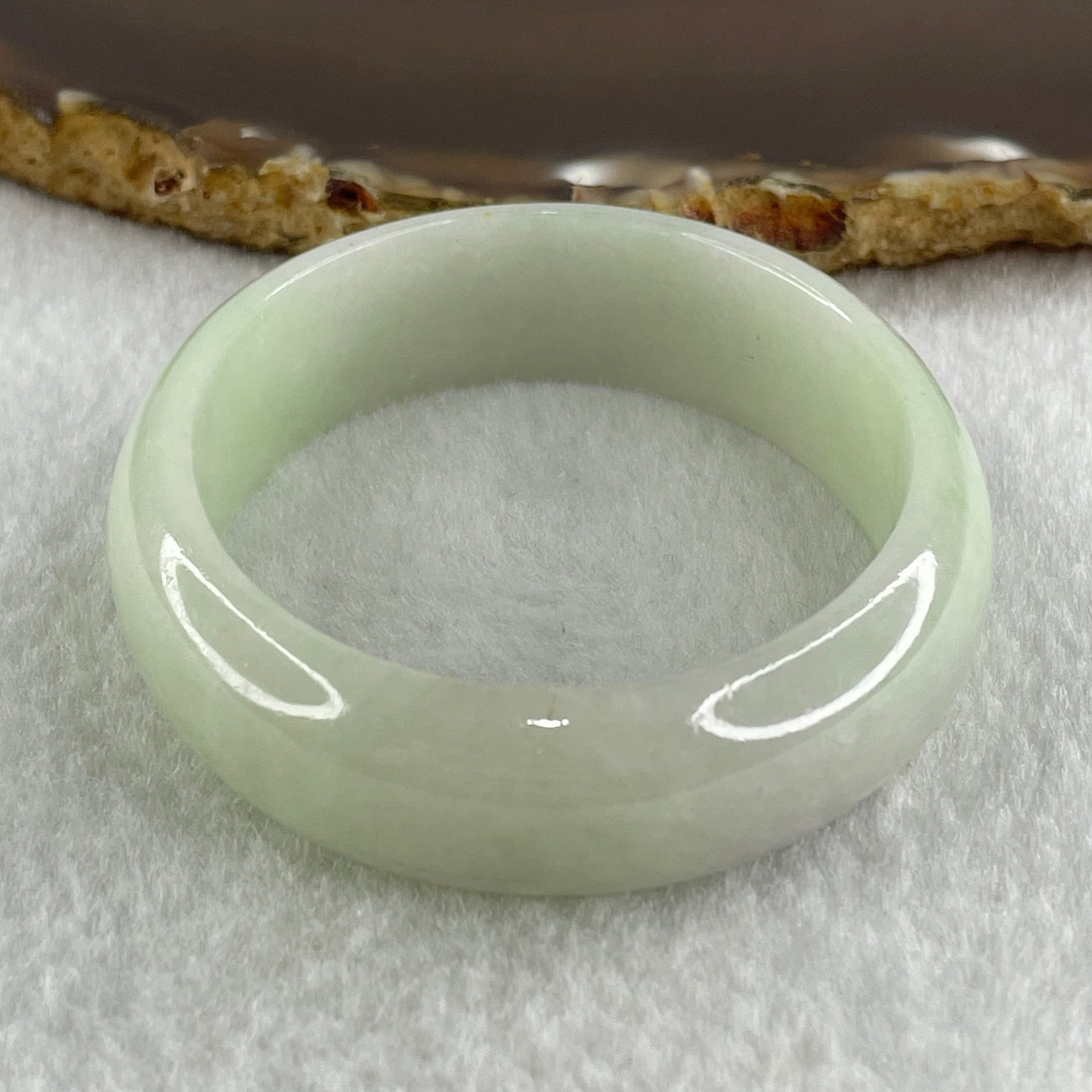 Type A Natural Light Green Light Lavender Jadeite Oval Bangle 42.33g Inner Diameter 53.1mm 14.6 by 6.3mm (Internal Line) - Huangs Jadeite and Jewelry Pte Ltd
