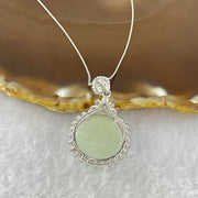 Type A Faint Lavender to White Milo Buddha with Crystals in S925 Sliver Pendant and Necklace 7.47g 16.8 by 16.8 by 9.0mm - Huangs Jadeite and Jewelry Pte Ltd