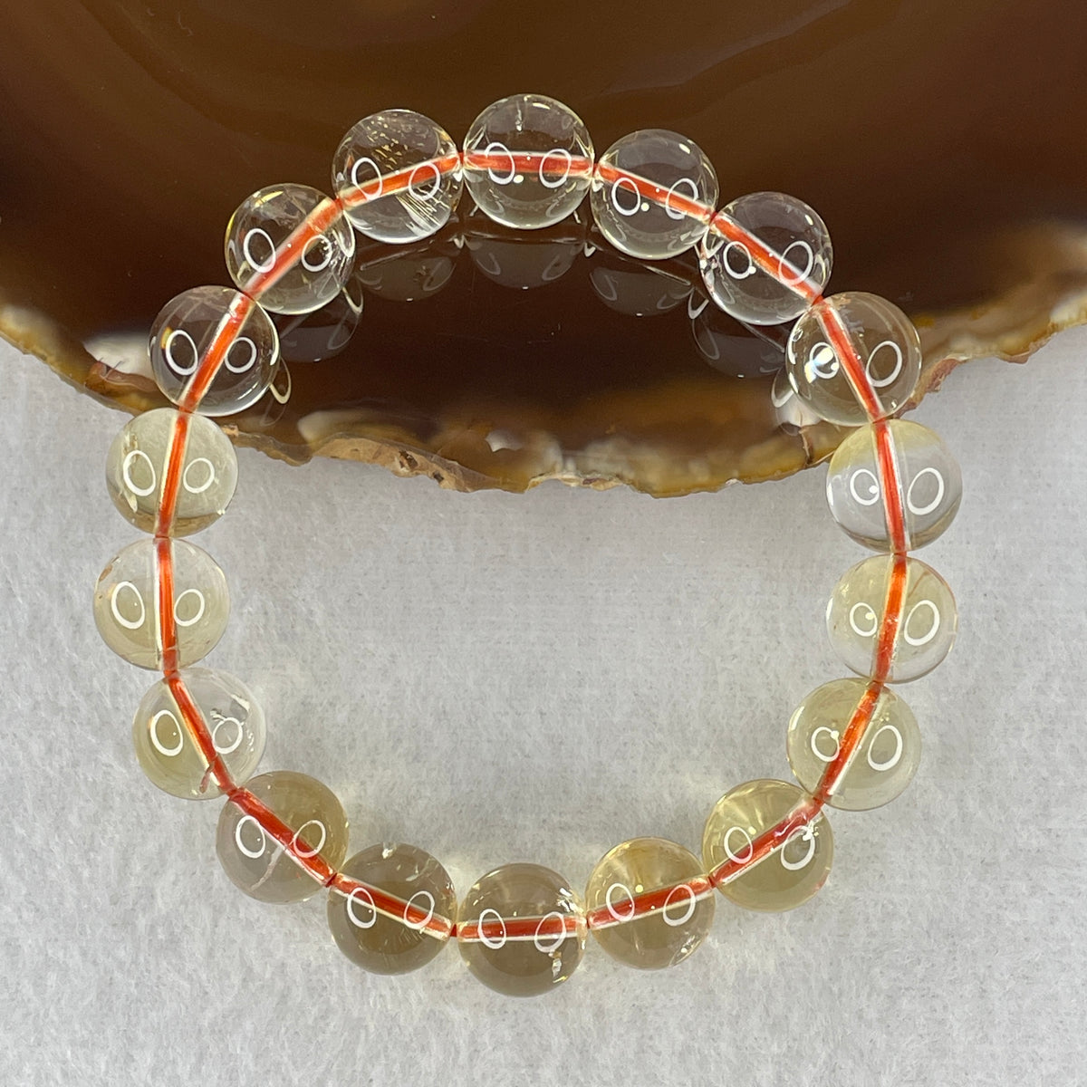 Certified Above Average Grade Natural Yellow Citrine Crystal Beads Bracelet | 11.2mm Golden Merchant's (34.18g | 16cm Wrist Sizing | 18 Beads)