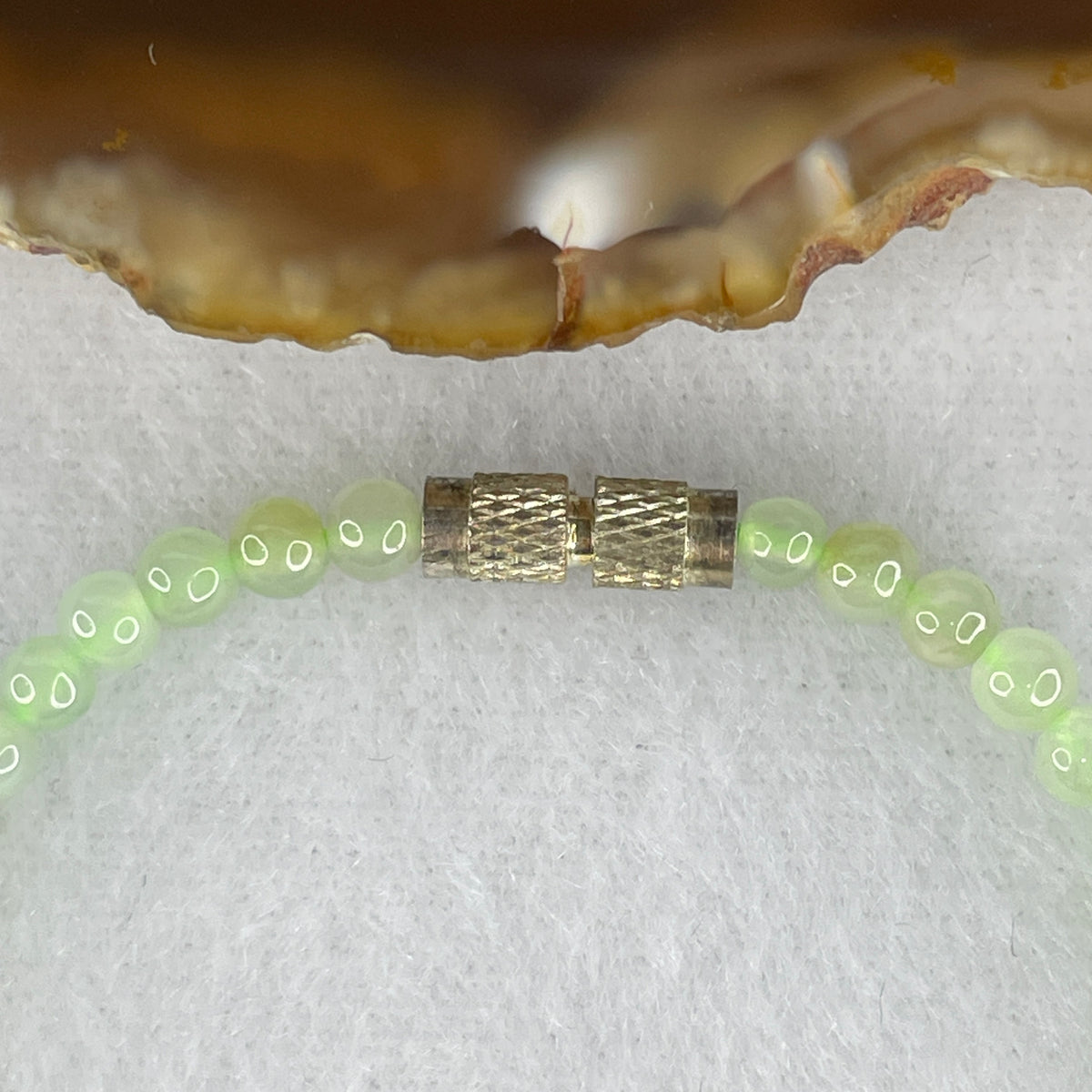 Natural Type A Icy Light Green Jadeite Bracelet | 16cm Opening 3.9mm Round Tricolor Yellow & Dark Green Jade Bead Stackable Strand (5.00g, 48 Beads)