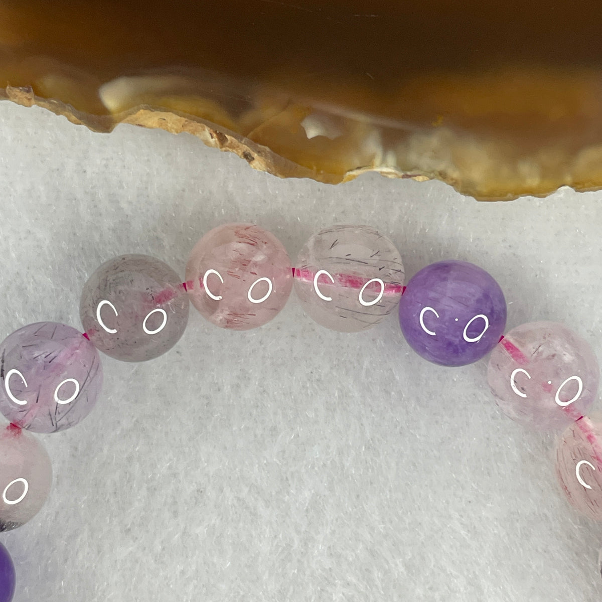 Certified Above Average Grade Natural Super 7 Crystal Beads Bracelet | 9.4mm Sacred 7-Mineral Synergy Power (23.42g | 17cm Wrist Sizing | 22 Beads)