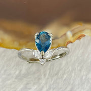 Blue Cubic Zirconia with Crystals in S925 Sliver Ring (Adjustable Size) 1.73g 8.2 by 6.0 by 4.0mm - Huangs Jadeite and Jewelry Pte Ltd