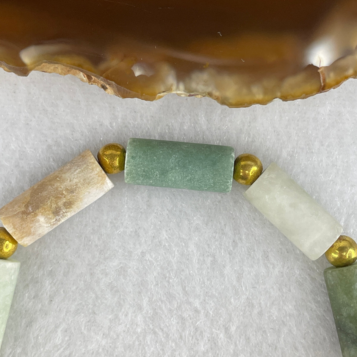 Natural Type A Blueish Green Jadeite Unpolished Lulutong Beads Bracelet | 17cm with 10 Beads 7.2mm (19.33g | Heart & Throat Chakra Harmony, Obstacle-Clearing Fortune & Serene Wealth Shield)